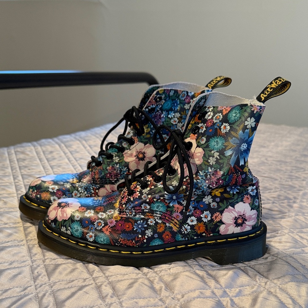 Dr. Martens Pascal Boots - Floral Blue and Pink